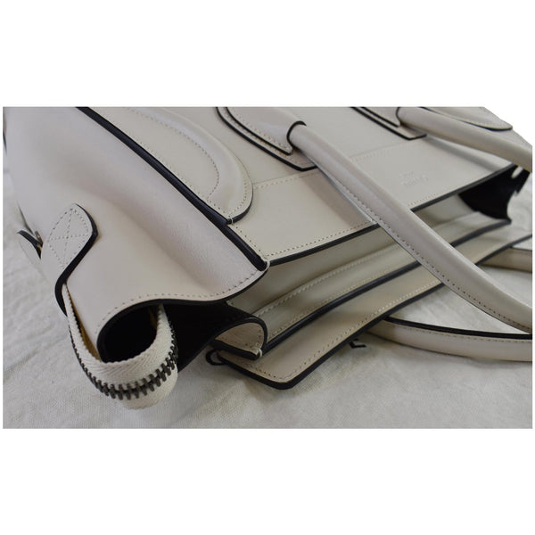 CELINE Mini Luggage Smooth Leather Tote Bag White