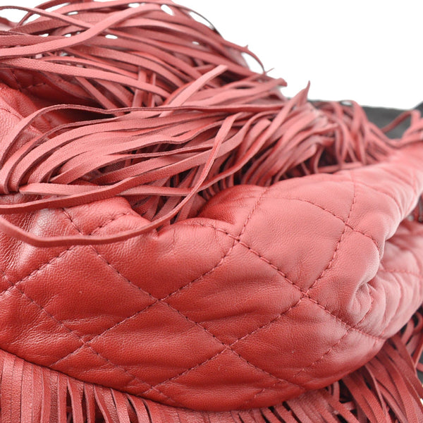 CHANEL Paris Dallas Drawstring Fringe Shoulder Bag Red