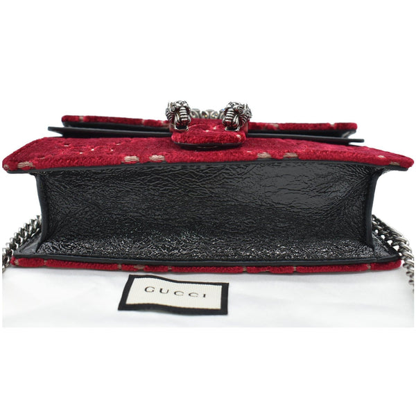 GUCCI Dionysus Super Mini GG Velvet Shoulder Bag Red 476432