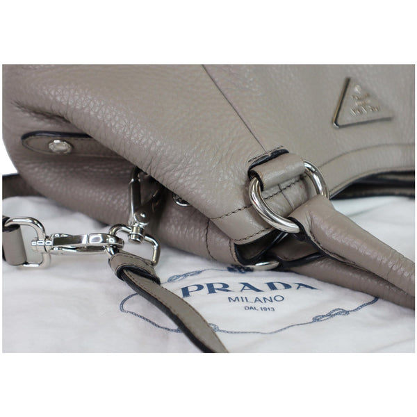 PRADA Vitello Daino Leather Tote Crossbody Bag Taupe BN2792