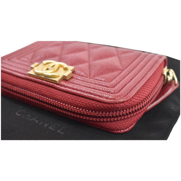 Chanel Boy Zip Around Caviar Coin Purse Wallet | zipper bag