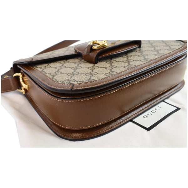 GUCCI Horsebit 1955 GG Supreme Canvas Shoulder Bag Beige 602204