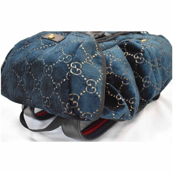 GUCCI Classic GG Monogram Medium Velvet Backpack Dark Blue 574923