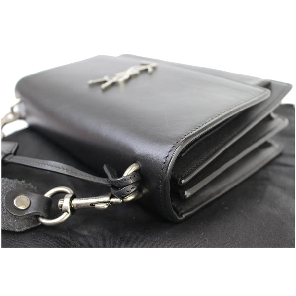 YVES SAINT LAURENT Monogram Sunset Medium Braided Shoulder Bag Black