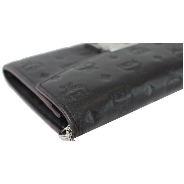 MCM Patricia Monogram Leather Crossbody Chain Wallet Black