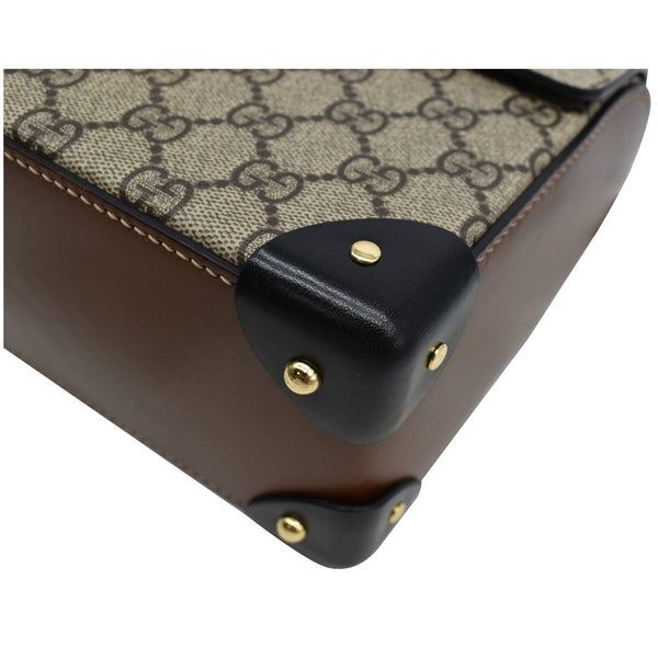 GUCCI Padlock Small GG Supreme Bamboo Top Handle Shoulder Bag Beige 603221