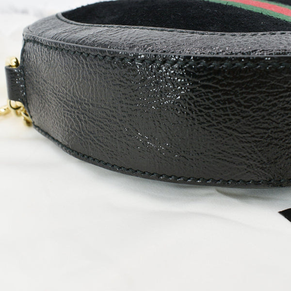GUCCI Ophidia Mini GG Round Web Leather Crossbody Bag Black 550618