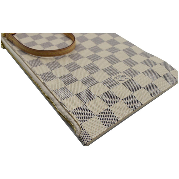 LOUIS VUITTON Neverfull GM Damier Azur Pochette Wristlet Pouch White