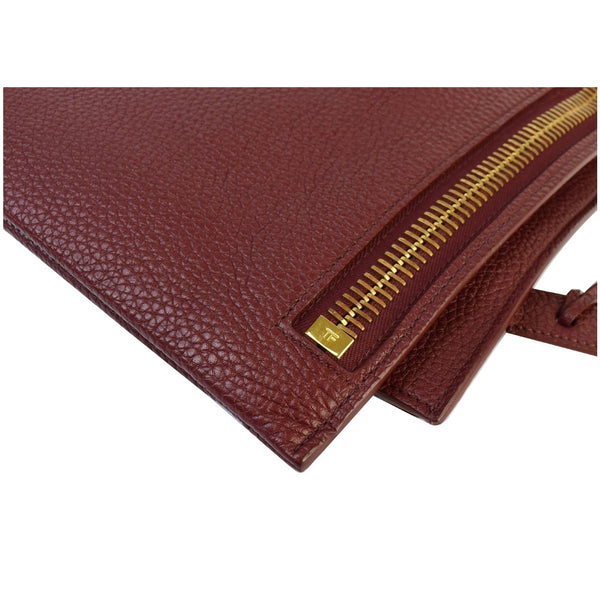 TOM FORD Alix Padlock Zip Fold-over Leather Shoulder Bag Red