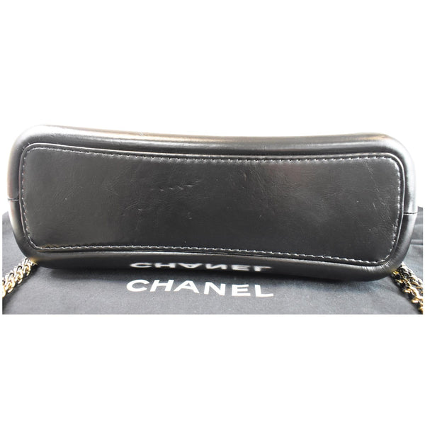 CHANEL Gabrielle Metallic Crumpled Leather Hobo Shoulder Bag Black/Gold