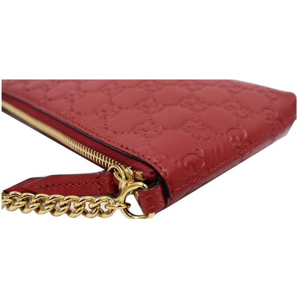 GUCCI Guccissima Leather Chain Wallet Clutch Bag Red 428449