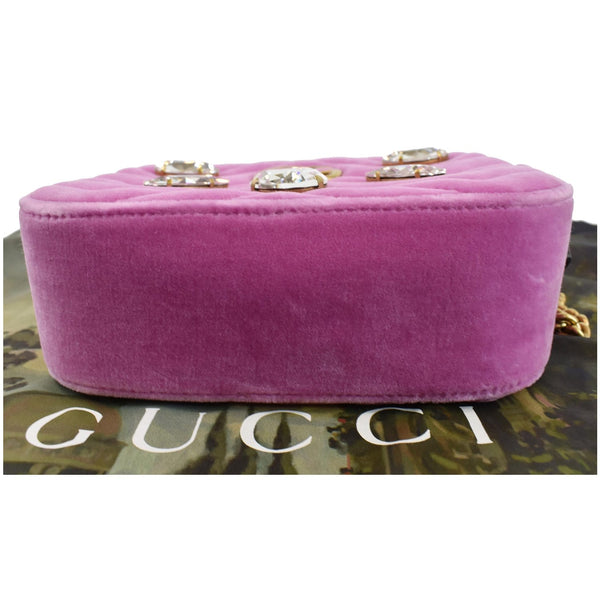 GUCCI GG Marmont Mini Marquise Crystal Velvet Crossbody Bag Pink 448065