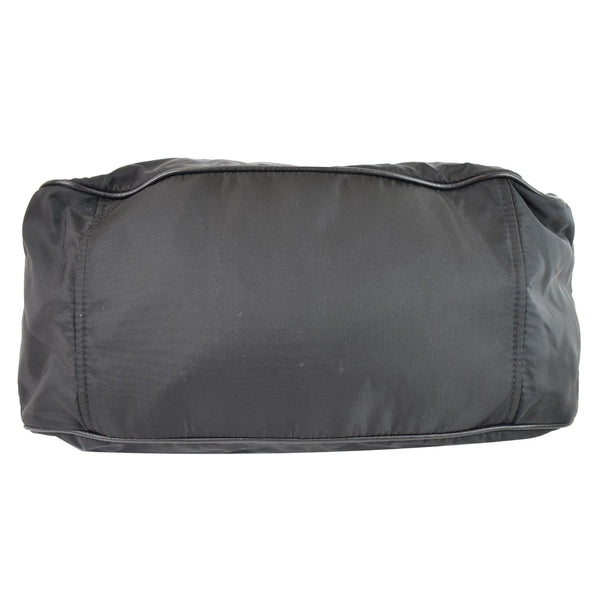 PRADA Nylon Leather Strap Hobo Bag Black