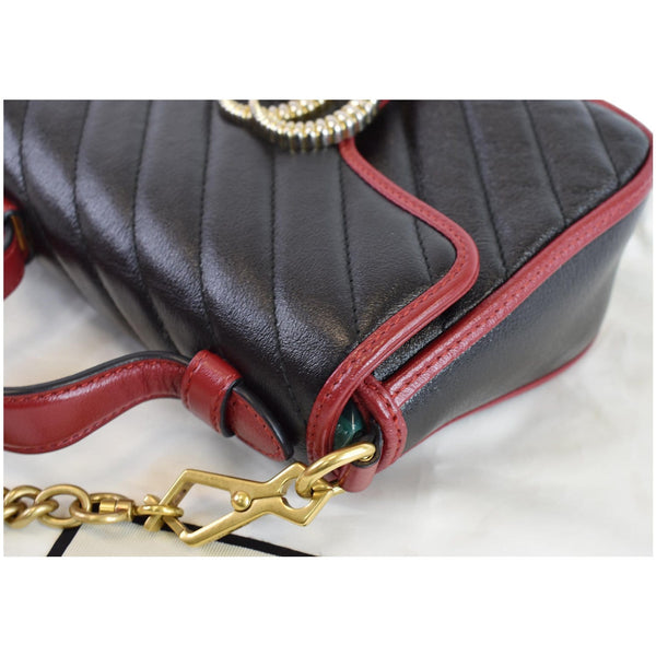 GUCCI GG Marmont Mini Top Handle Shoulder Bag 583571 Black/Cerise