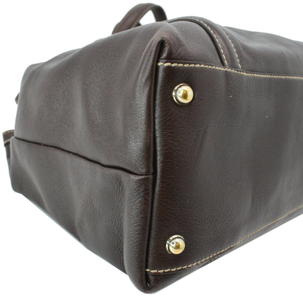 GUCCI Britt Leather Tote Bag Dark Brown 162094