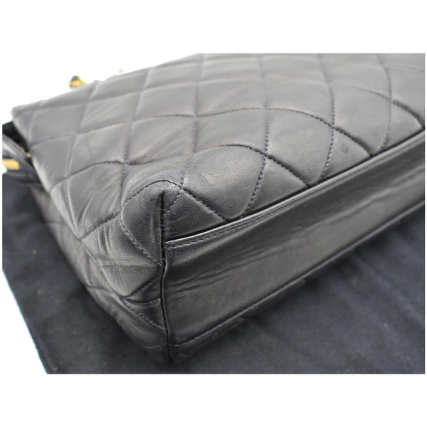 CHANEL Vintage Quilted Leather Chain Handle Tote Bag Black