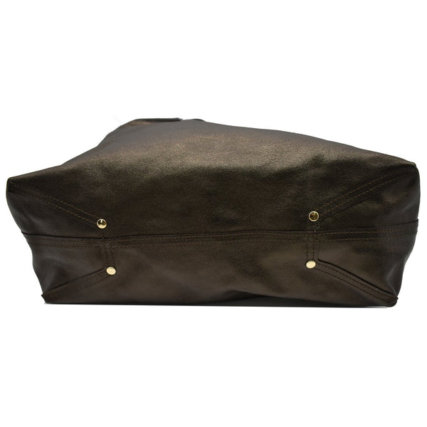 Tiffany & Co. Metallic Reversible Leather Tote Bag Bronze