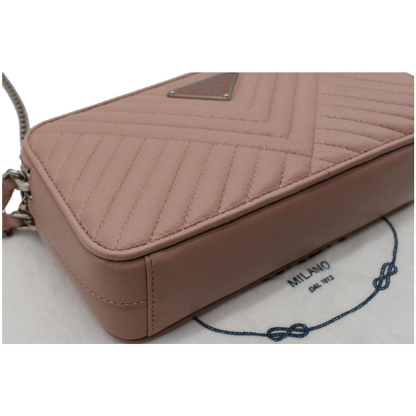 PRADA Nappa Mini Impunture Bandoliera Chain Leather Crossbody Bag Orchidea