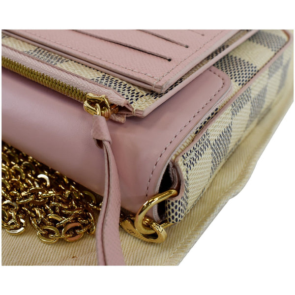 LOUIS VUITTON Pochette Felicie Damier Azur Chain Wallet Pastel Pink
