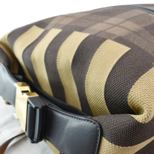 FENDI Tartan Forever Tech Knit Canvas Backpack Brown