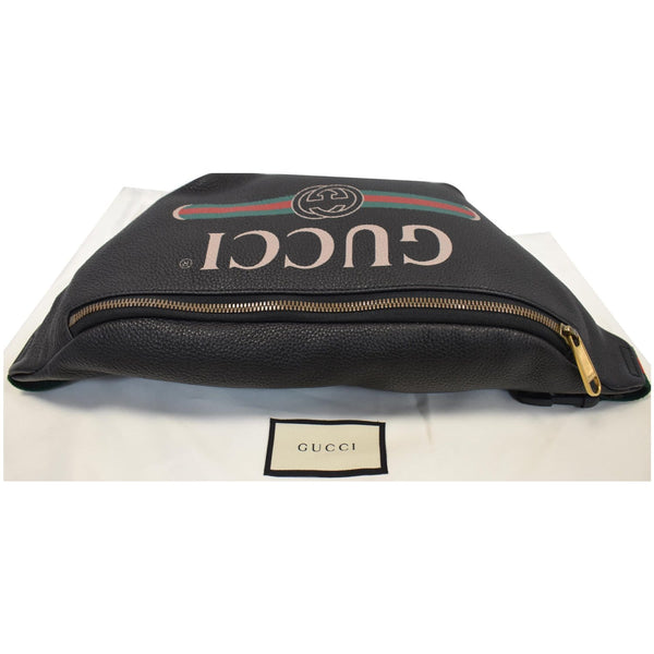 GUCCI Print Medium Leather Belt Bag Black 530412