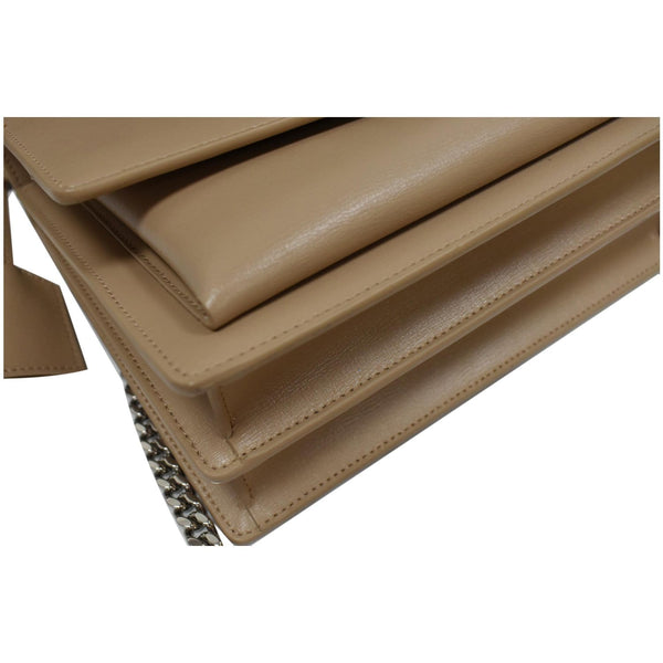 YVES SAINT LAURENT Monogram Sunset Medium Leather Shoulder Bag Beige