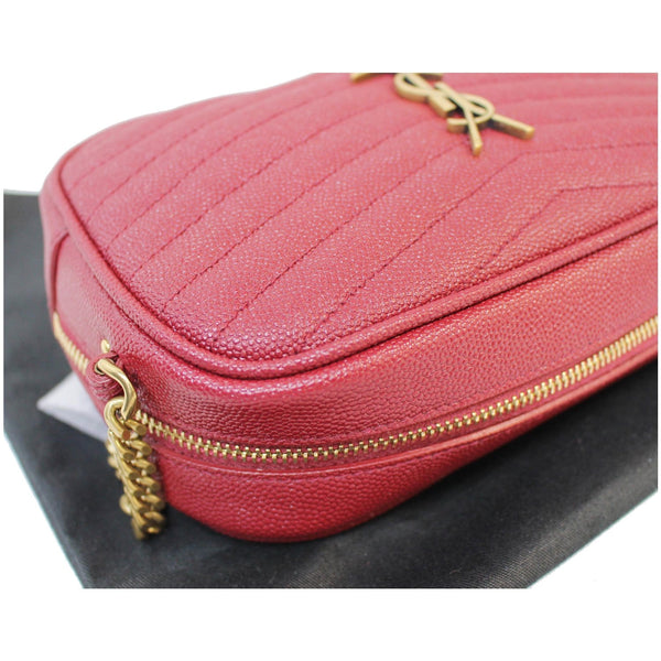 YVES SAINT LAURENT Mini Lou Grain De Poudre Camera Bag Red