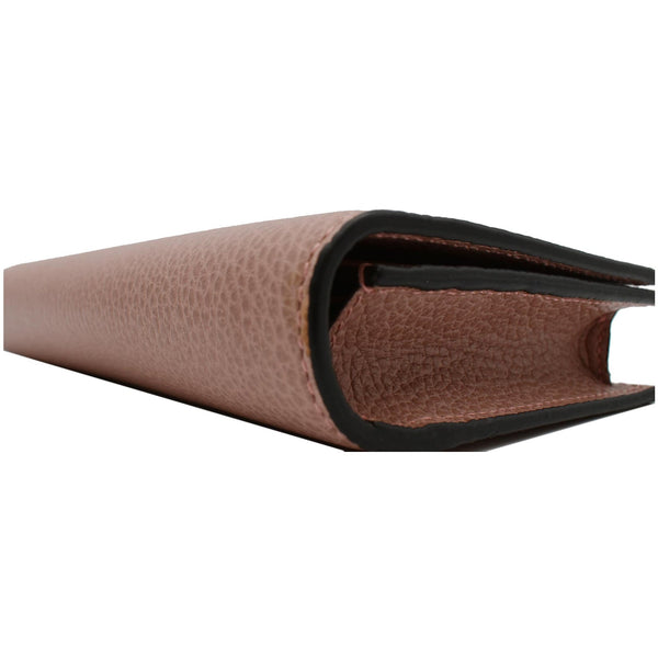 GUCCI Chain Wallet Pebbled Leather Clutch Bag Pink 466506