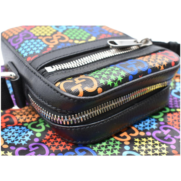 GUCCI GG Psychedelic Print Leather Messenger Bag Black 598103