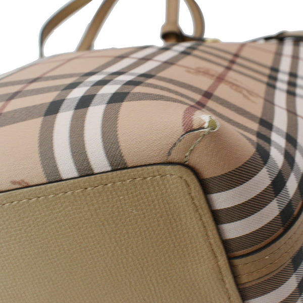 BURBERRY Reversible Haymarket Coated Canvas Tote Bag Tan