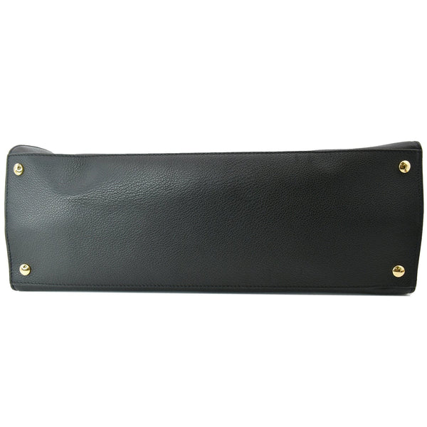 BURBERRY Large Title Leather Tote Bag Black