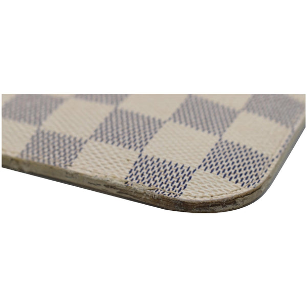 LOUIS VUITTON Neverfull MM Damier Azur Pochette Wristlet Pouch White