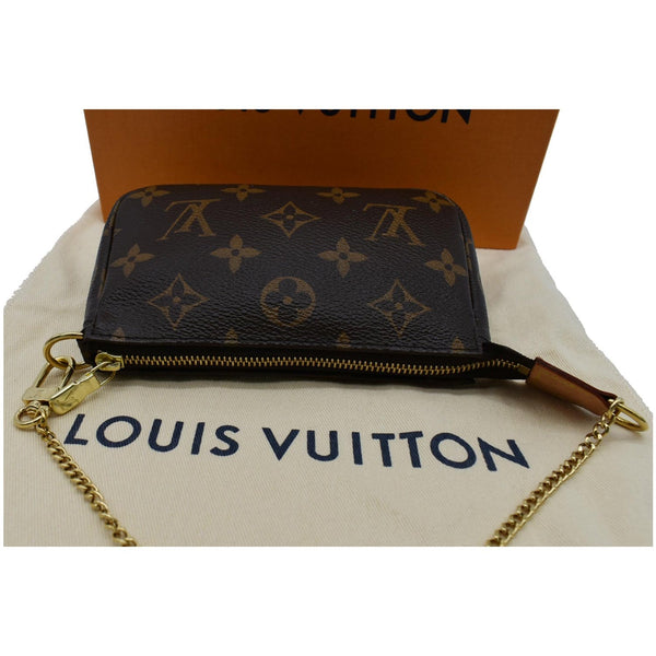 LOUIS VUITTON Mini Pochette Monogram Canvas Accessories Pouch Brown
