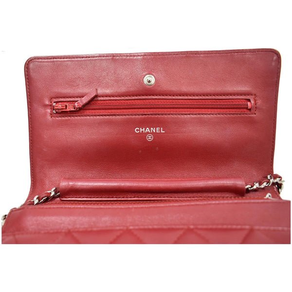 CHANEL CC WOC Leather Wallet On Chain Shoulder Bag Red