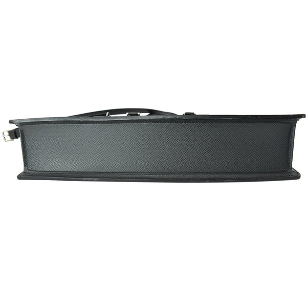 LOUIS VUITTON Lozan Taiga Leather Briefcase Shoulder Bag Black