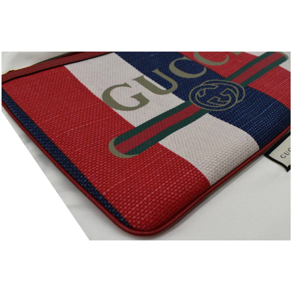 GUCCI Linea Merida Web Stripe Canvas Zip Pouch Multicolor 524788