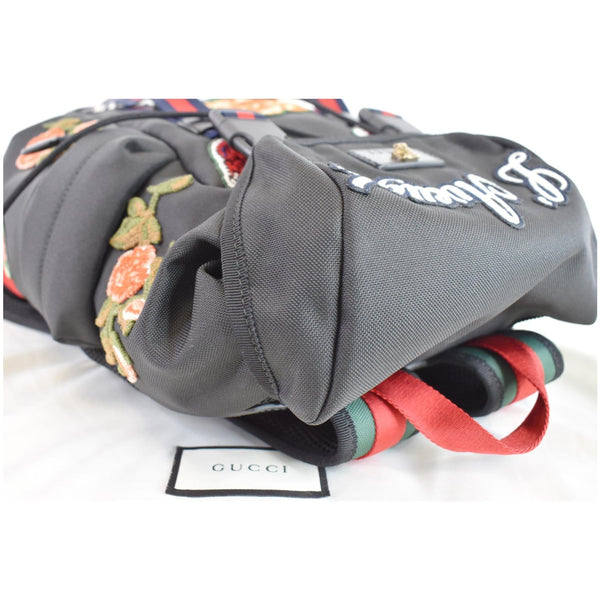 GUCCI Techno Embroidery Fabric Backpack Bag Black 478327