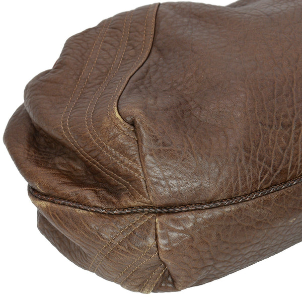 FENDI Spy Nappa Leather Satchel Bag Brown 8BR511