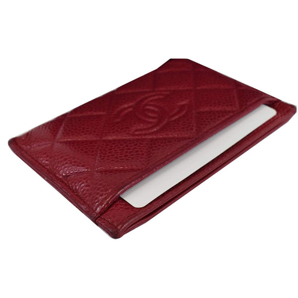 Chanel CC Card Holder Caviar Leather Case Hot Pink wallet