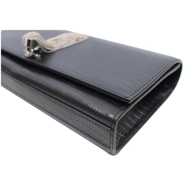YVES SAINT LAURENT Classic Kate Monogram Tassel Embossed Leather Clutch Black