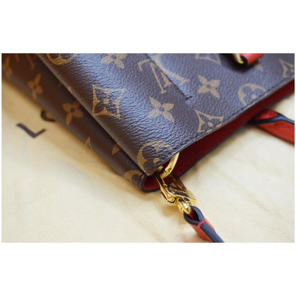 LOUIS VUITTON  Flower Monogram Canvas Tote Shoulder Bag Brown/Red