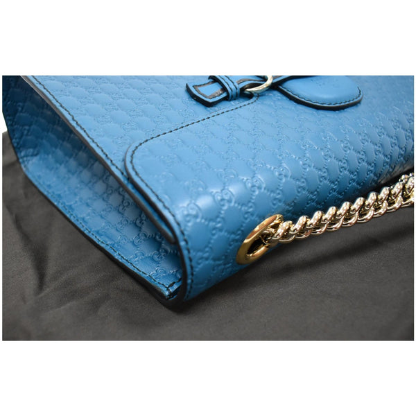 GUCCI Emily Medium GG Guccissima Leather Chain Shoulder Bag Teal