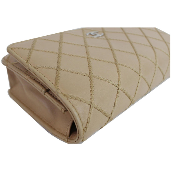 CHANEL Diamond Stitch Wallet On Chain Calfskin WOC Crossbody Bag Beige