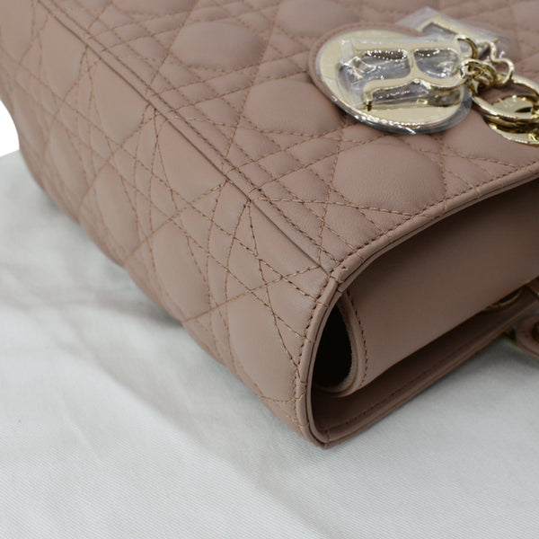 CHRISTIAN DIOR Lady Dior Large Quilted Leather Shoulder Bag Blush