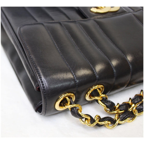 CHANEL Vintage Classic Jumbo Single Flap Vertical Lambskin Shoulder Bag Black