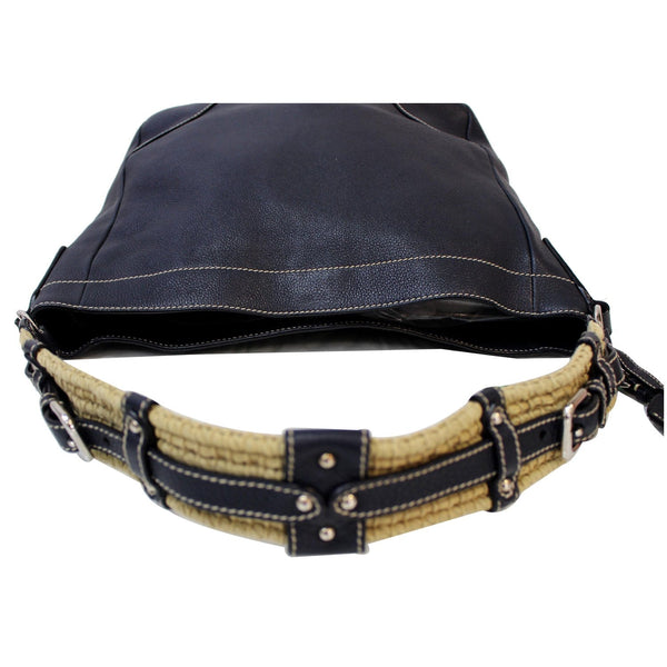 PRADA Milano Leather Shoulder Bag Navy Blue