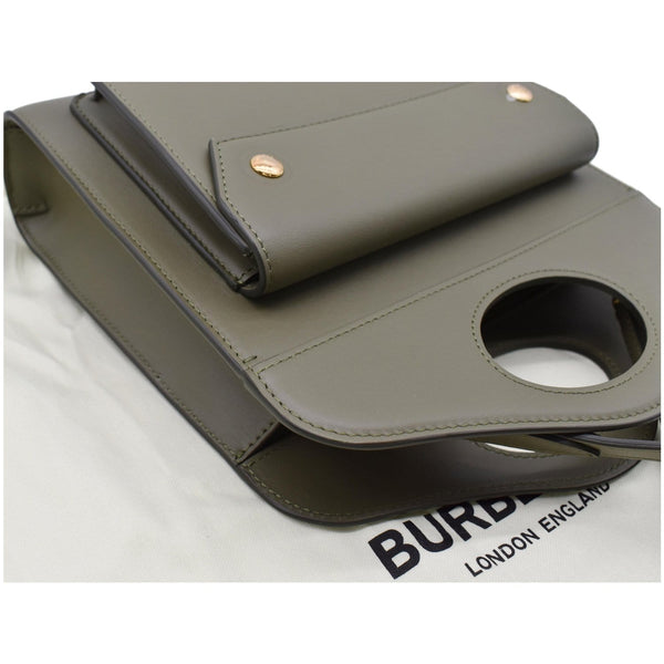 BURBERRY Mini Leather Pocket Tote Bag Dark Fern Green