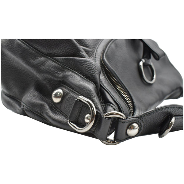 GUCCI Icon Bit Medium Pebbled Leather Shoulder Bag Black 228584