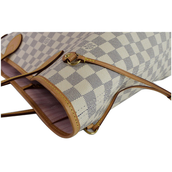 LOUIS VUITTON Neverfull MM Damier Azur Tote Shoulder Bag White