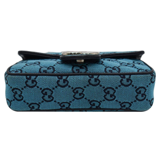 GUCCI GG Marmont Super Mini Matelasse Canvas Crossbody Bag Blue 476433
